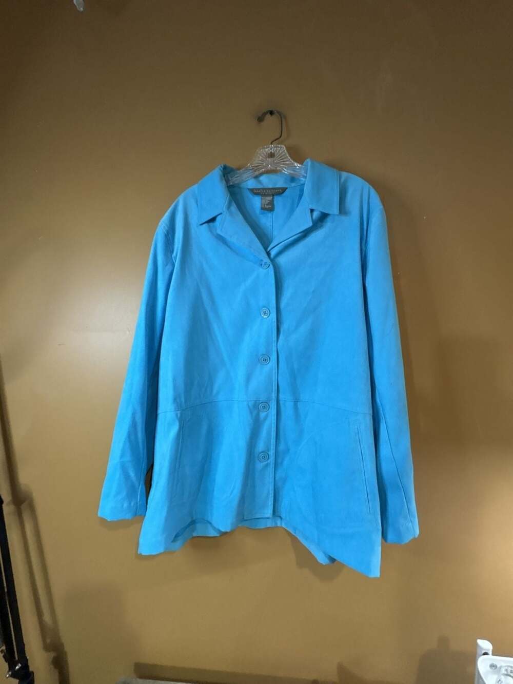 HC1084.  Jessica Holbrook Easy Care Bright Blue Button-Up Shirt Jacket Size L